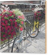 Bike And Flowers Wood Print