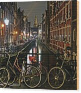 Amsterdam Bikes And Kolkswaterkering - Amsterdam Wood Print