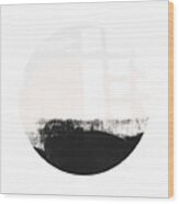 Black And Blush Abstract Circle 1-art By Linda Woods Wood Print