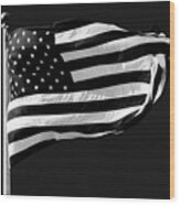 Black And White American Flag Wood Print