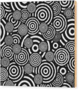 Black And White Bullseye Abstract Pattern Wood Print