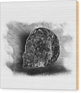 Black And White Skull On Transparent Background Wood Print