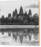 Black Angkor Wat Cambodia Wood Print