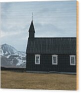 Black Church Of Budir, Iceland Wood Print