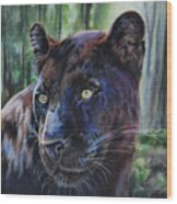Black Leopard Wood Print