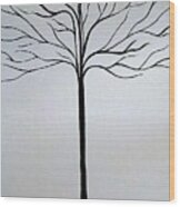 Black Tree Wood Print