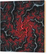 Black Veins Red Blood Abstract Fractal Art Wood Print