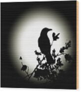 Blackbird In Silhouette Wood Print