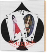 Black Jack Spades Wood Print