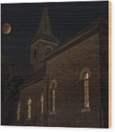 Blood Moon Over St. Johns Church Wood Print