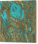 Blue And Gold Abstract Wood Print