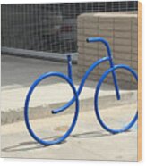 Blue Bicycle Wood Print
