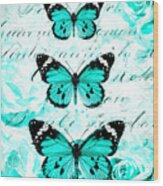 Blue Butterfly Print Wood Print