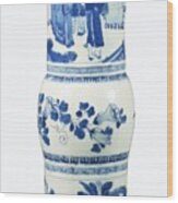 Blue  Chinese Chinoiserie Pottery Vase No 3 Wood Print