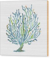 Blue Coral Wood Print