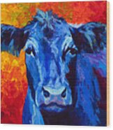 Blue Cow Ii Wood Print