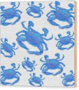 Blue Crabs Wood Print