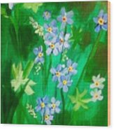 Blue Crocus Flowers Wood Print