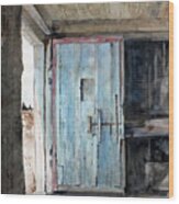 Blue Door Wood Print