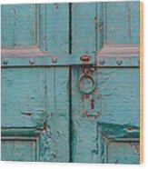 Blue Door Of Cortona Wood Print