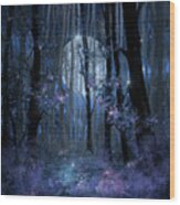 Blue Forest Wood Print