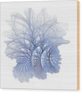 Blue Fractalberry Trees Wood Print