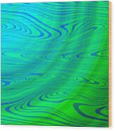 Blue Green Distort Abstract Wood Print