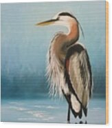 Blue Heron Wood Print