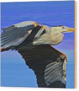 Blue Heron Series Fly Wood Print