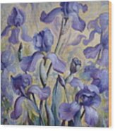 Blue Irises Wood Print