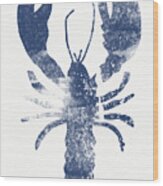 Blue Lobster- Art By Linda Woods Wood Print
