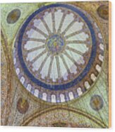Blue Mosque Ceiling Wood Print