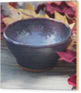 Blue Purple Bowl Wood Print