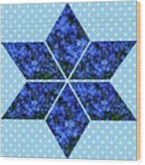 Blue Star Flowers Star Wood Print