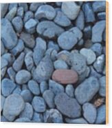 Blue Stones And One Red Wood Print