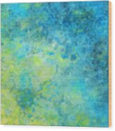 Blue Yellow Abstract Beach Fizz Wood Print by Michelle Wrighton