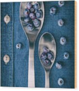 Blueberries On Denim I Wood Print