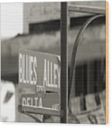 Blues Alley Street Sign Wood Print