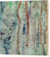Standing In The Rain - Large Abstract Urban Style Painting Wood Print