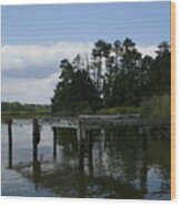 Boat Dock On The Bay Wood Print