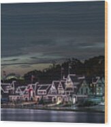 Boathouse Row Philly Pa Night Wood Print