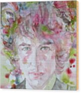 Bob Dylan - Watercolor Portrait.13 Wood Print