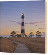 Bodie Island Lighthouse Sunset Wood Print