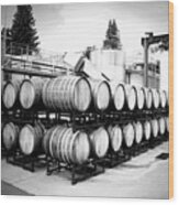 Bogle Winery By The Barrel  B And W Wood Print