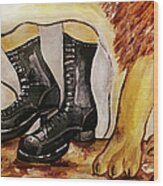 Boots On The Ground Wood Print