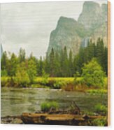 Bridal Veil Falls In Yosemite National Park Wood Print