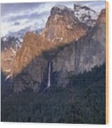 Bridalveil Falls From Tunnel View Wood Print