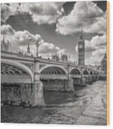 Bridge Over River Thames Wood Print