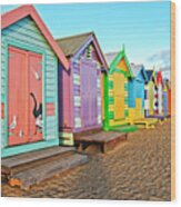 Brighton Beach Huts Wood Print