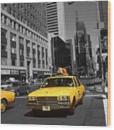 New York Yellow Taxi Cabs - Highlight Photo Wood Print